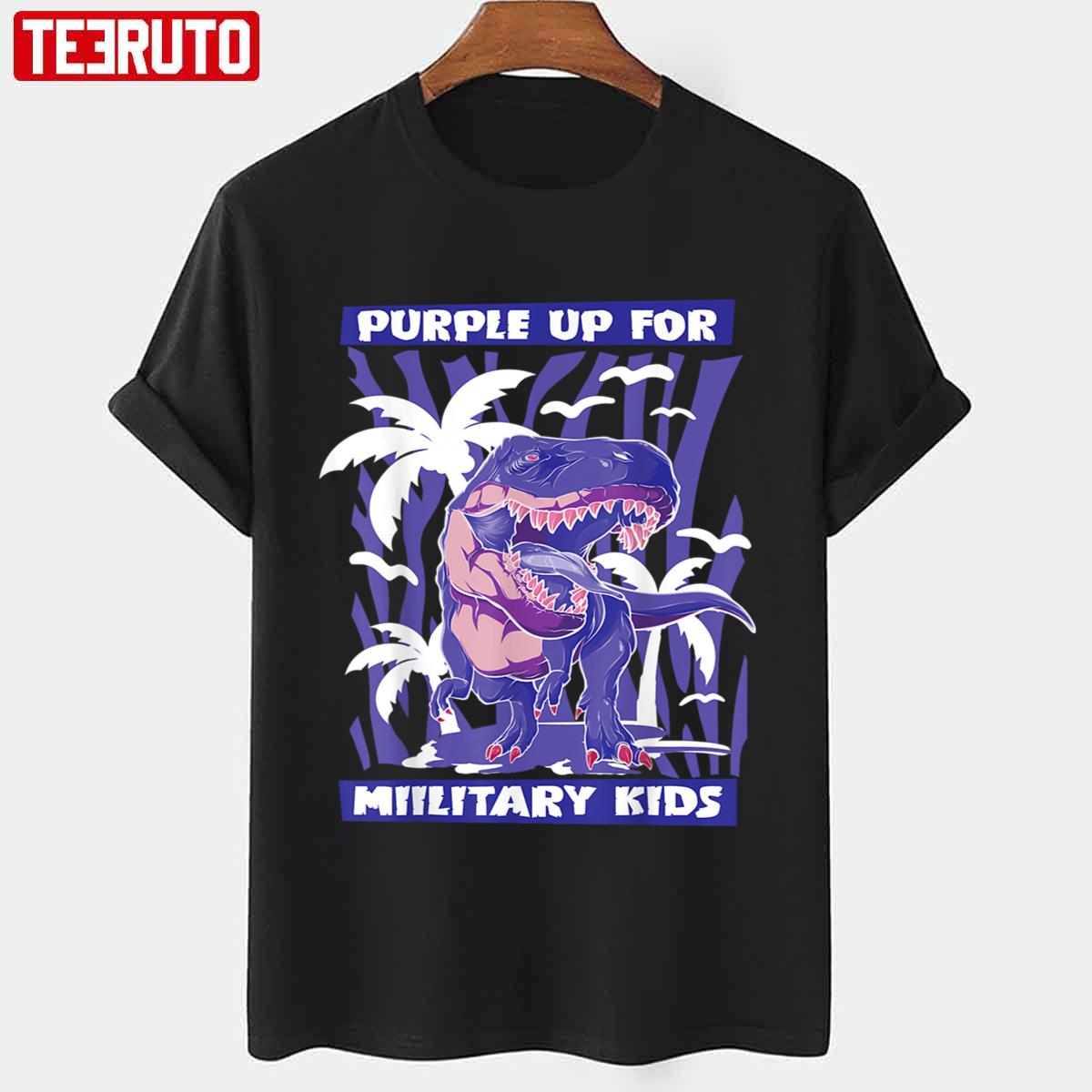 T-REX Purple Up For Military Kids Purple Month Military Children Unisex T-shirt