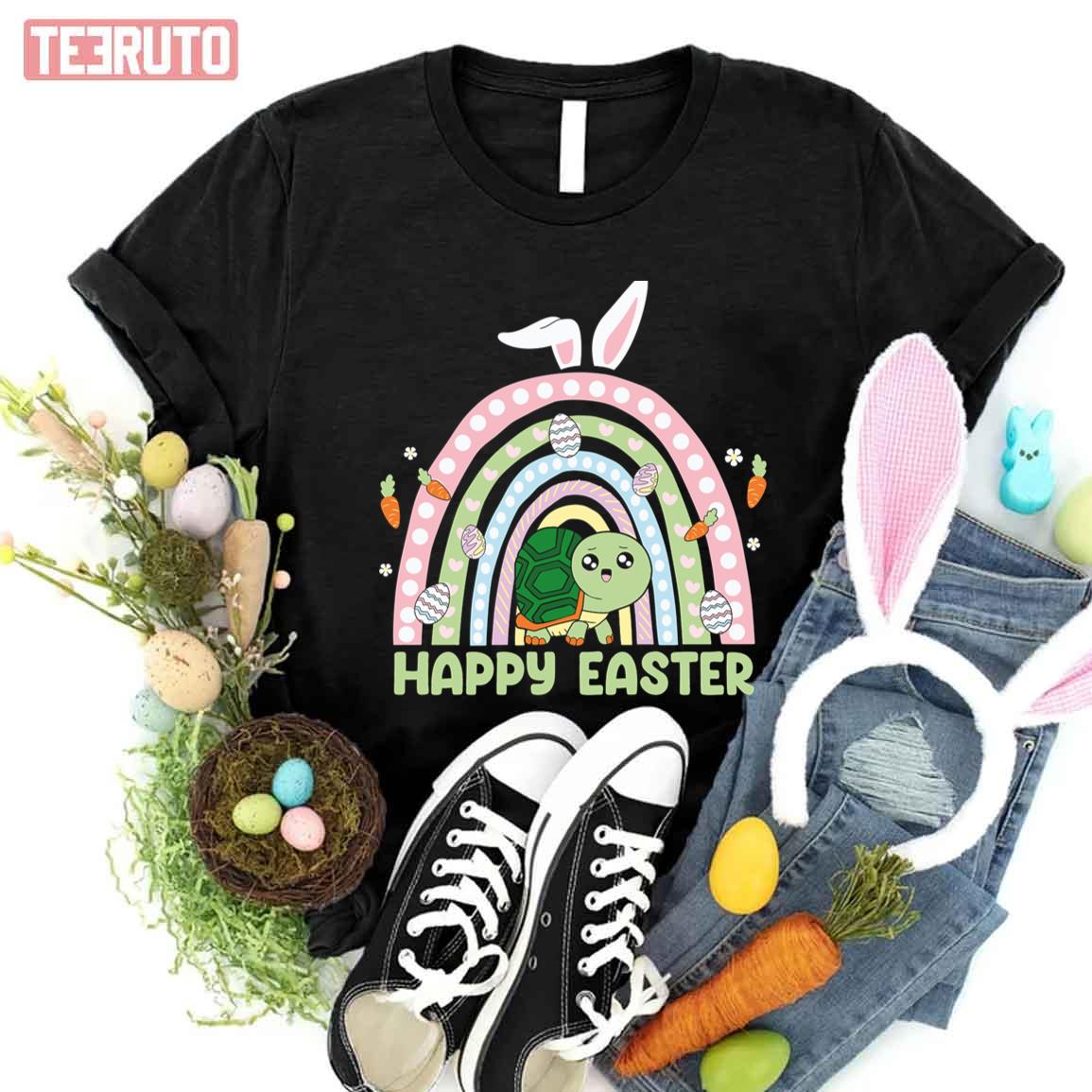 Turtle Happy Easter Rainbow Unisex T-shirt