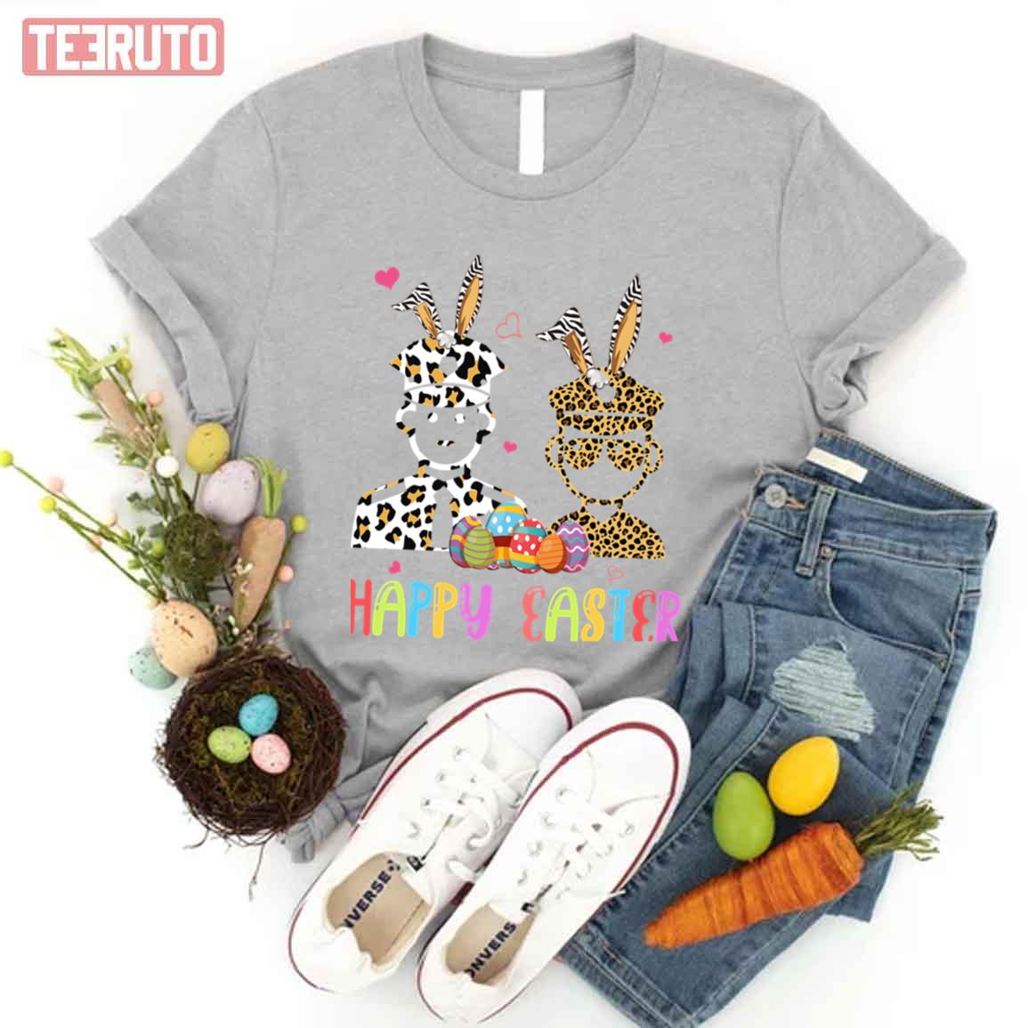 Two Easter Police Officer Tools Bunny Leopard Funny Easter Eggs Police Lover Happy Easter Unisex T-shirt