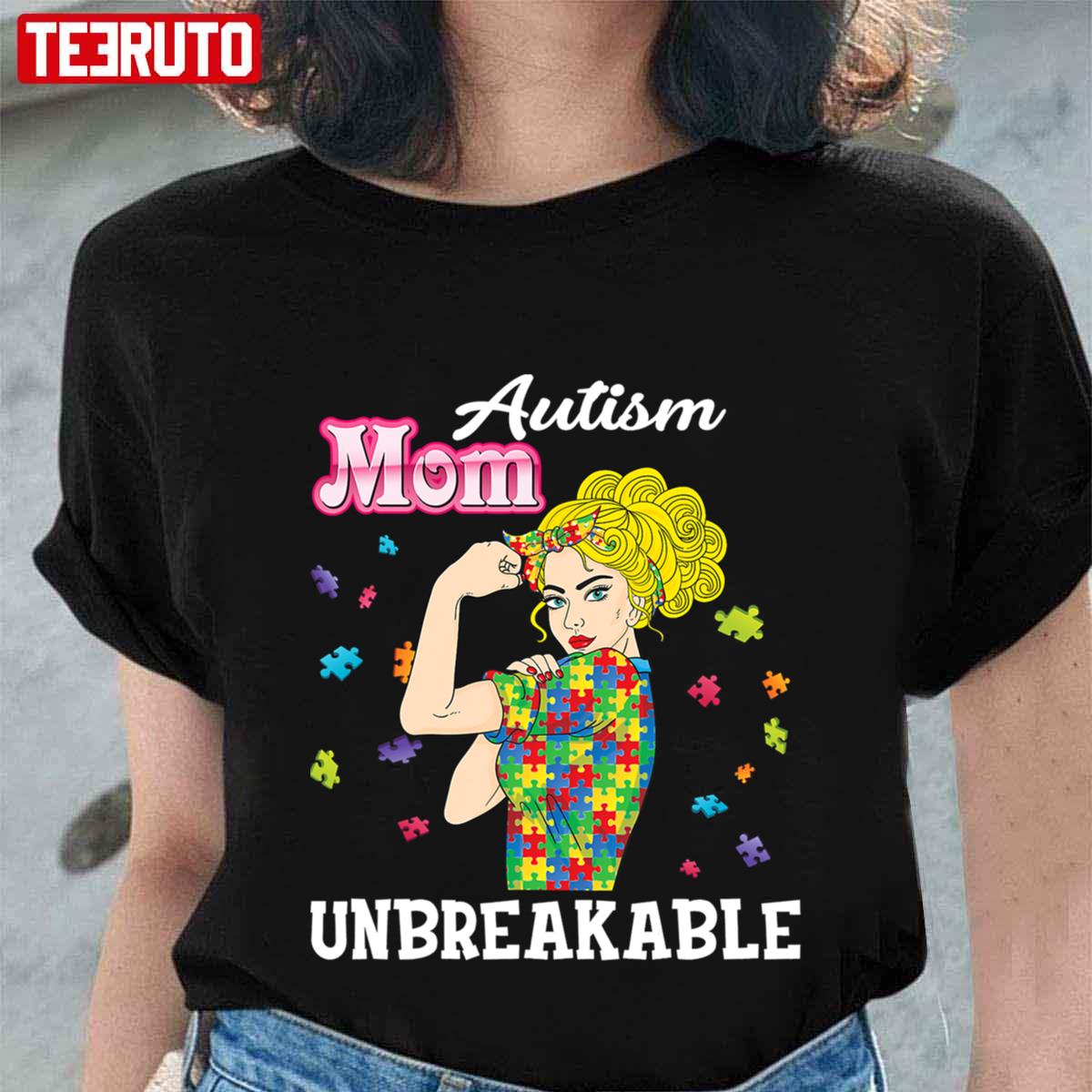 Unbreakable Autism Awareness Rainbow Ribbon Autism Mom Unisex T-shirt