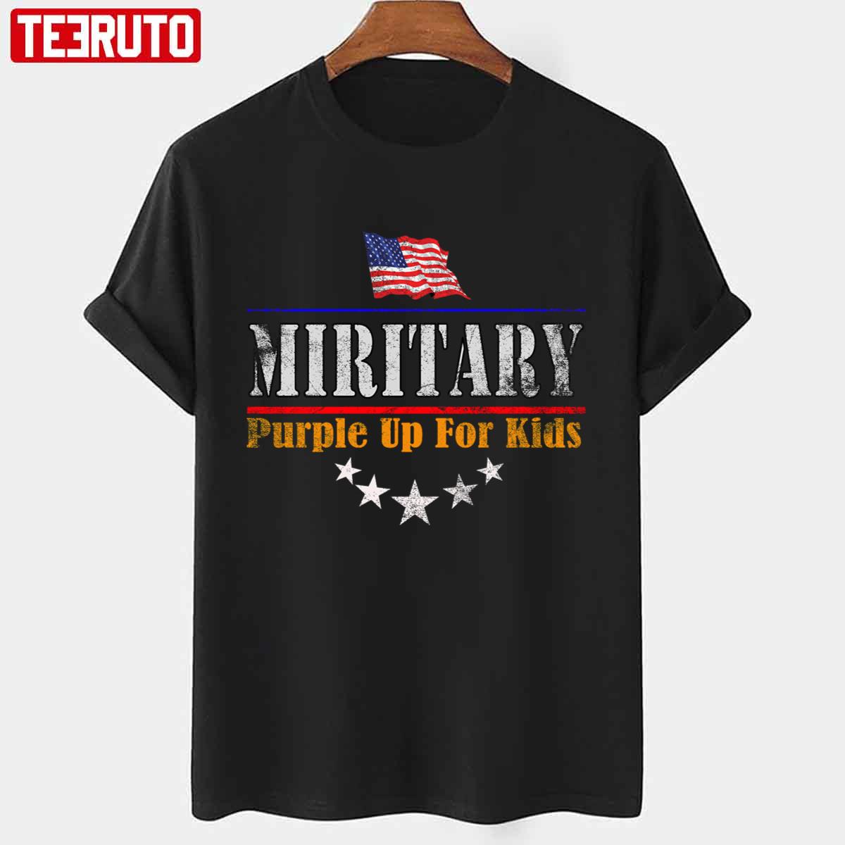 US Flag Purple Up Military Kids Unisex T-shirt