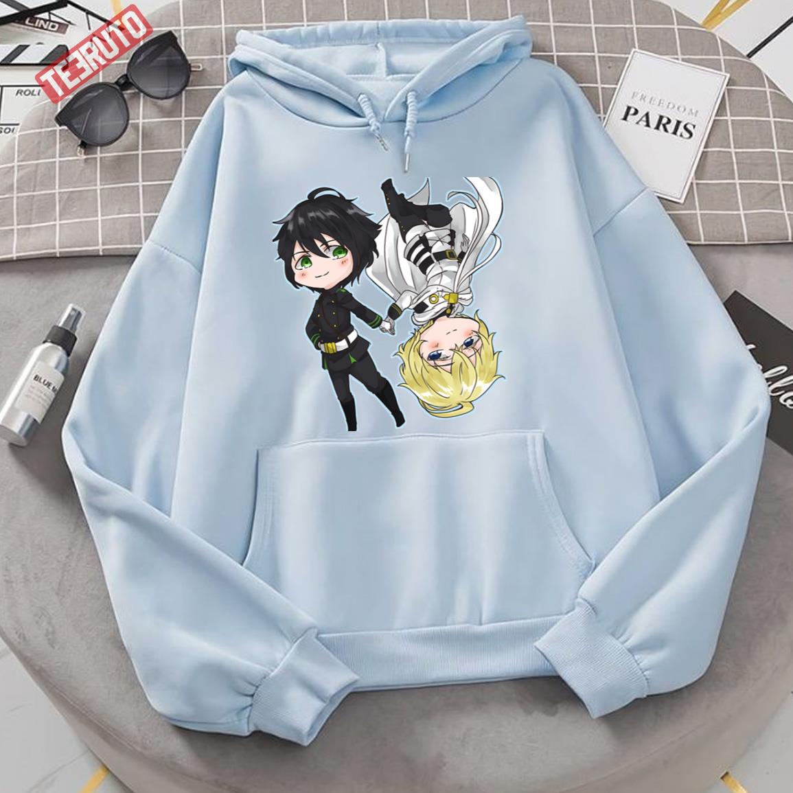 Vampire Yuichiro Mikaela Seraph Of The End Mika And Yuu Chibi Design Cute Gift Unisex Hoodie