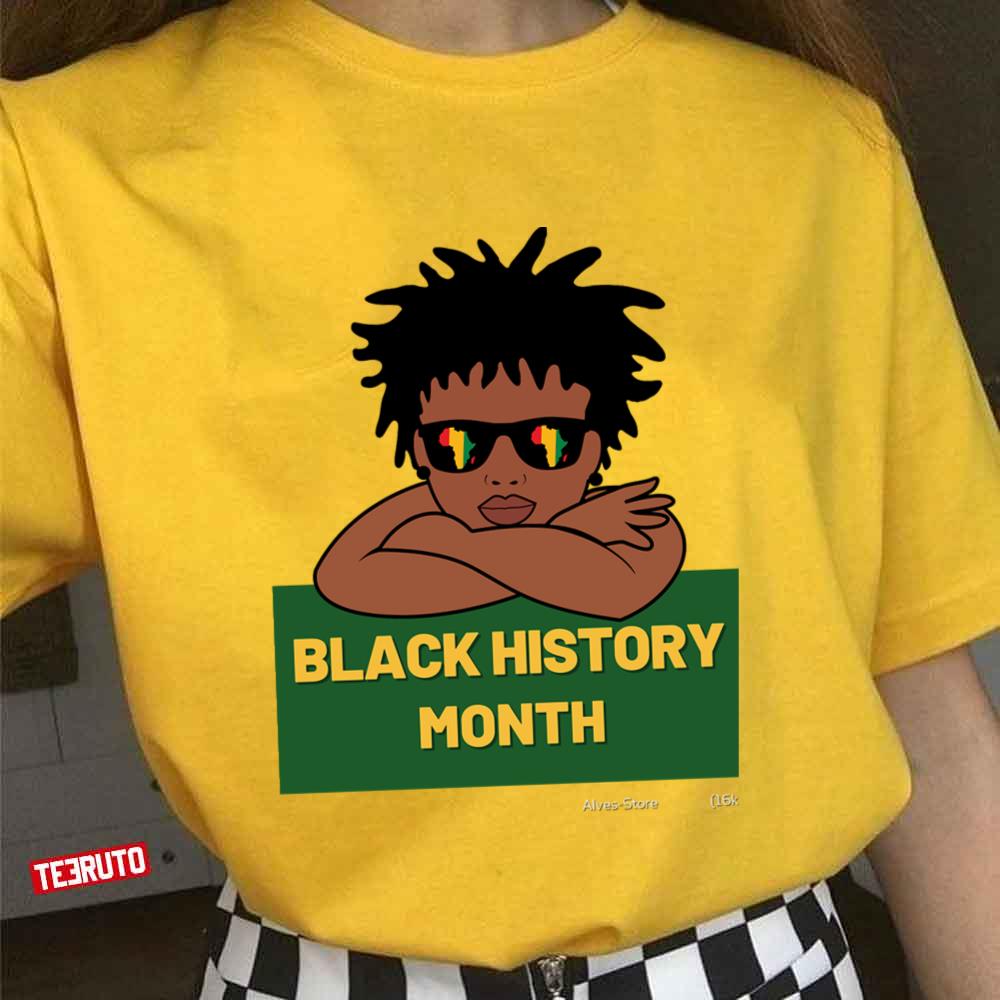 Wearing Glasses Black History Month Afro Melanin Black Women Unisex T-shirt