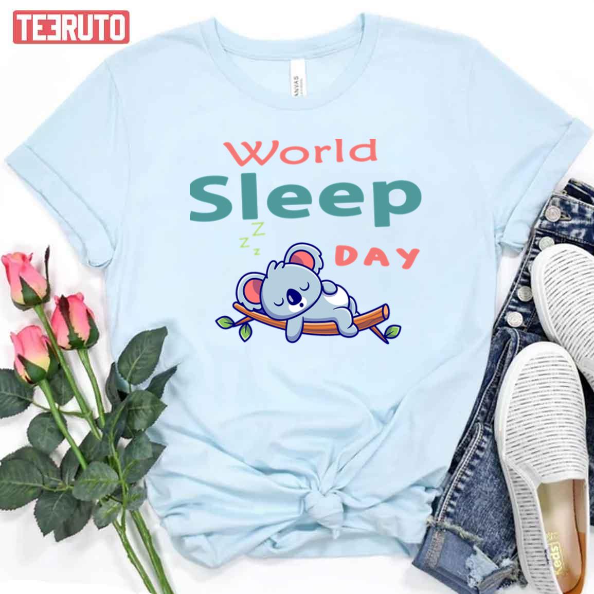 World Sleep Day Kawaii Sloth Art Unisex T-shirt