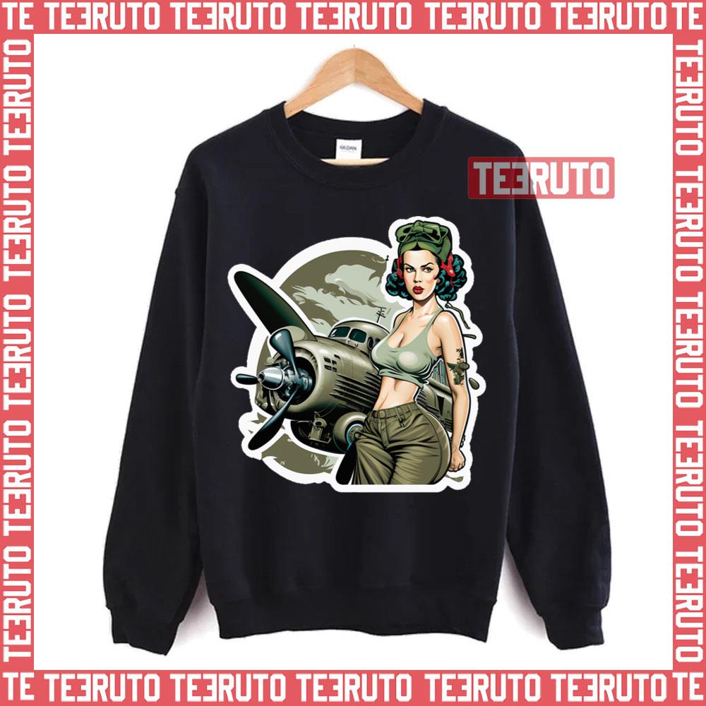 Wwii Military Aircraft Pinup Girl Unisex T-Shirt