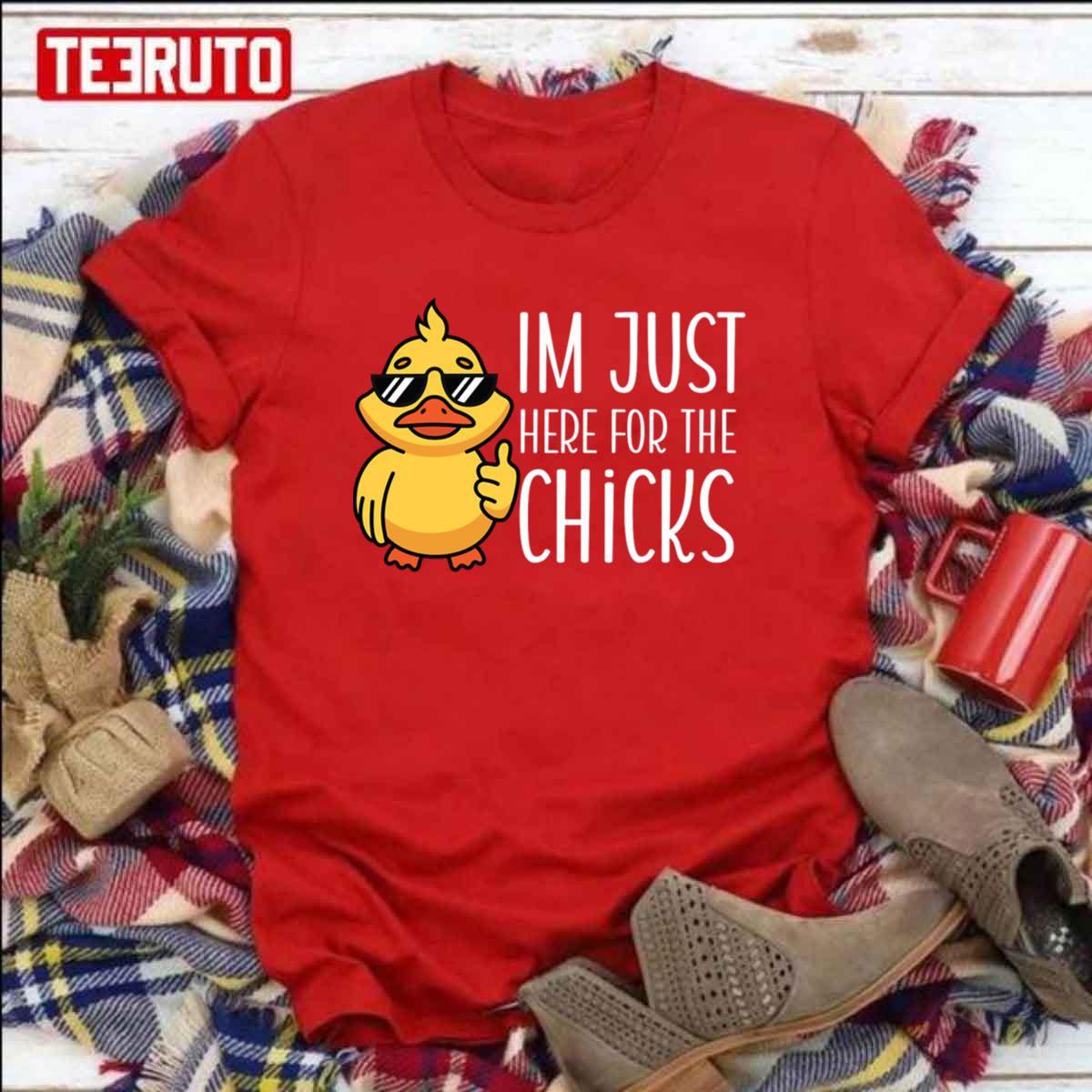 Yeah Im Just Here For The Chicks Cute Easter Boys Kids Toddler Essential Unisex T-shirt