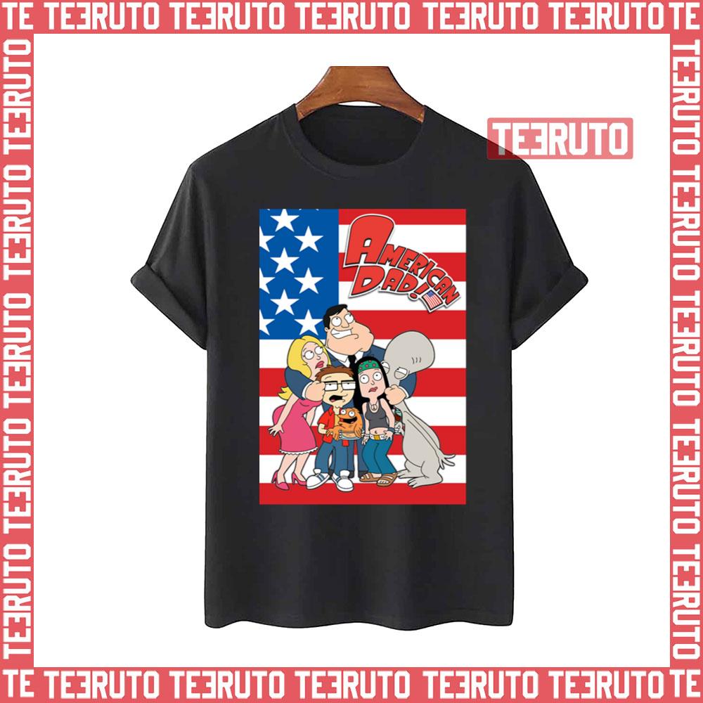 American Flag American Dad Cartoon Unisex T-Shirt