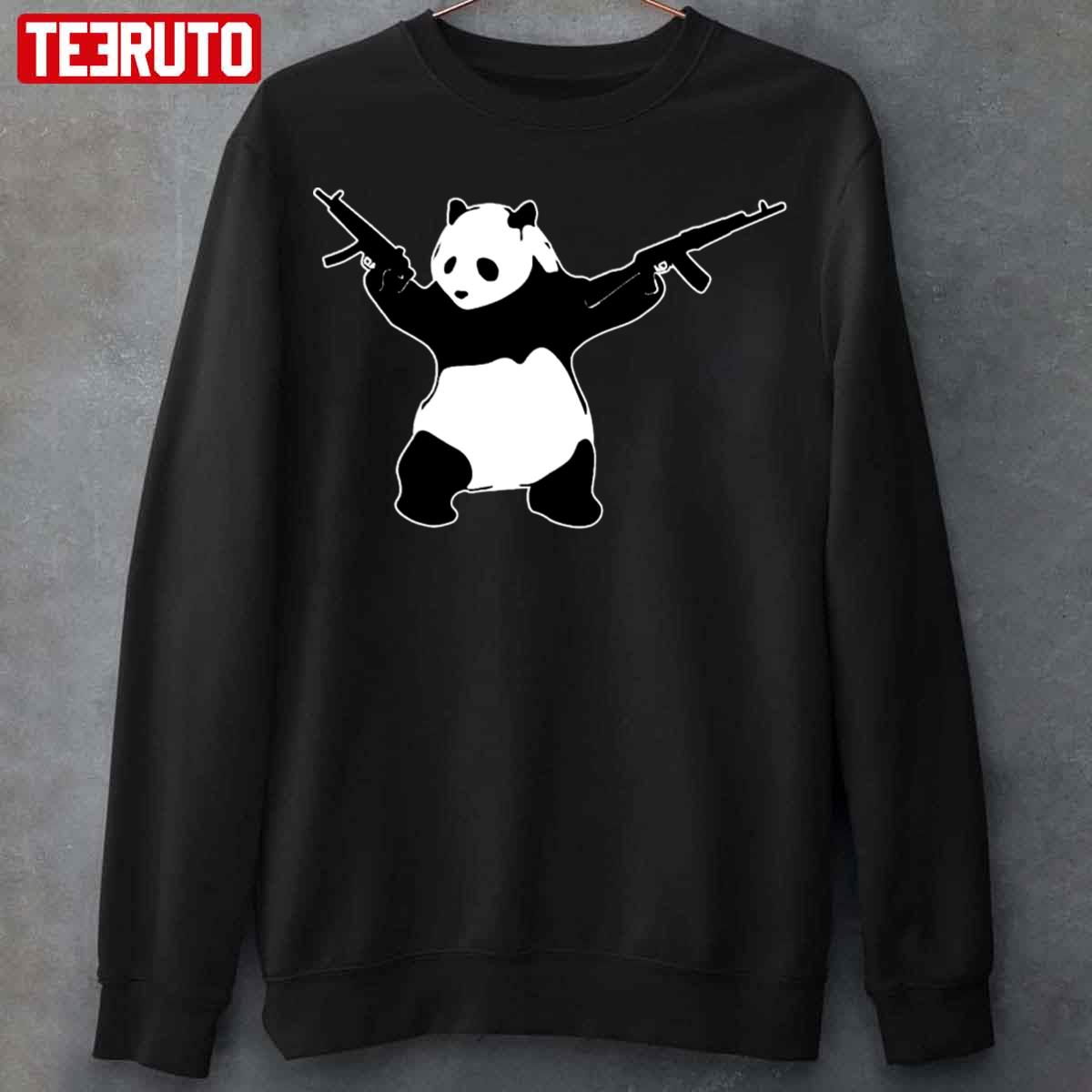 Banksy’s Panda Holding Assault Rifles Unisex Sweatshirt