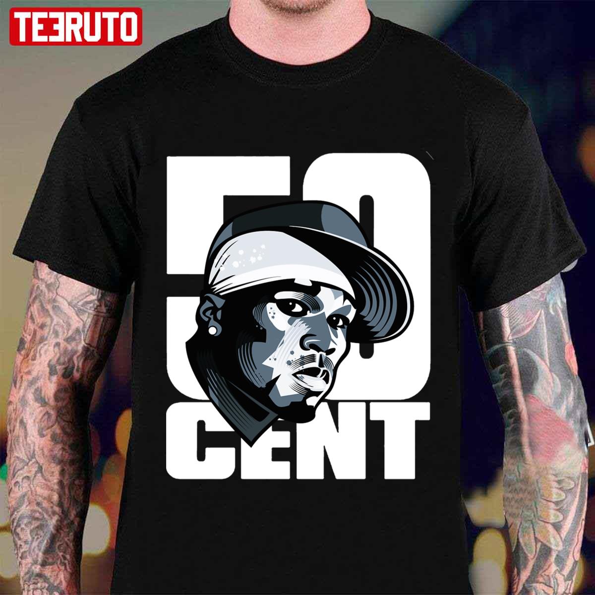 Black N White Vector Art Of 50 Cent Unisex T-shirt