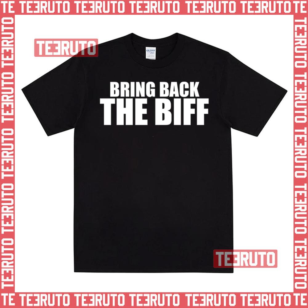 Bring Back The Biff White Text Rugby Unisex T-Shirt
