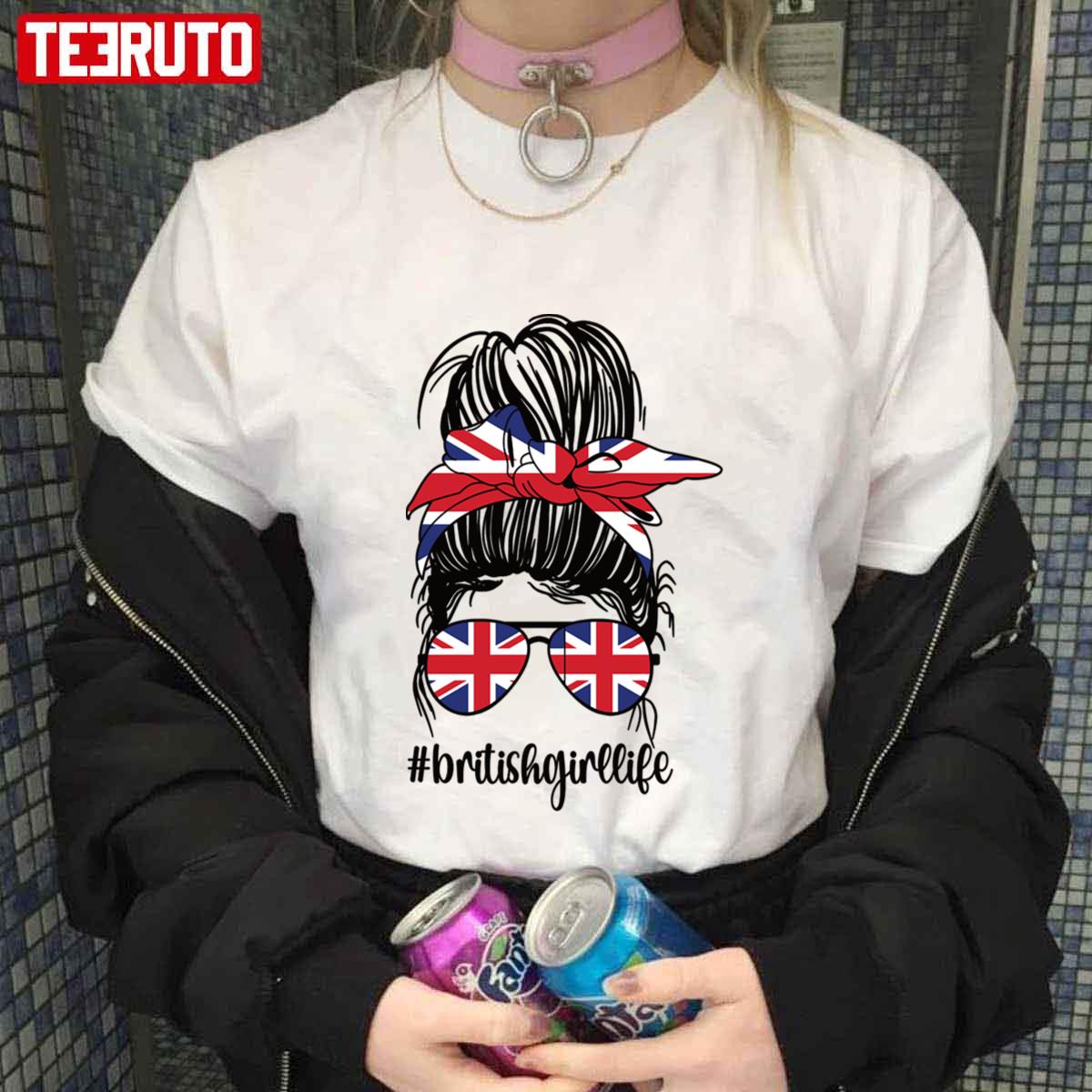 British Girl Life Great Britain Flag British Roots Unisex T-Shirt