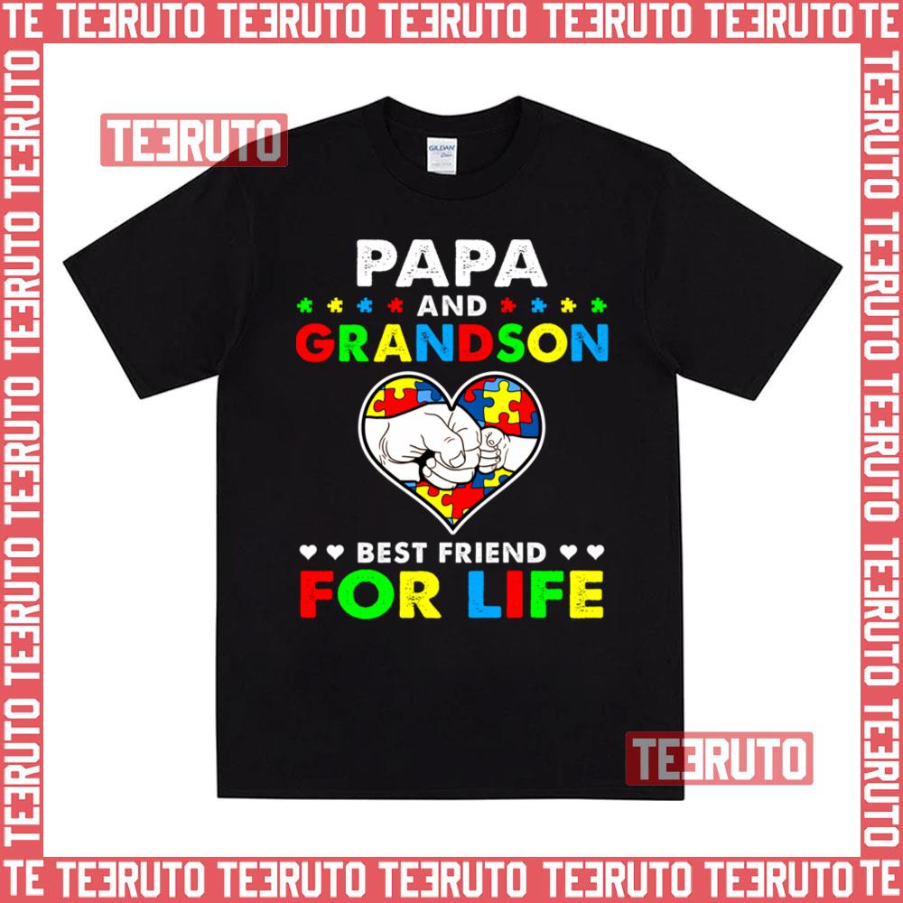 Papa And Grandson Best Friend For Life Autism Awar Unisex T-Shirt