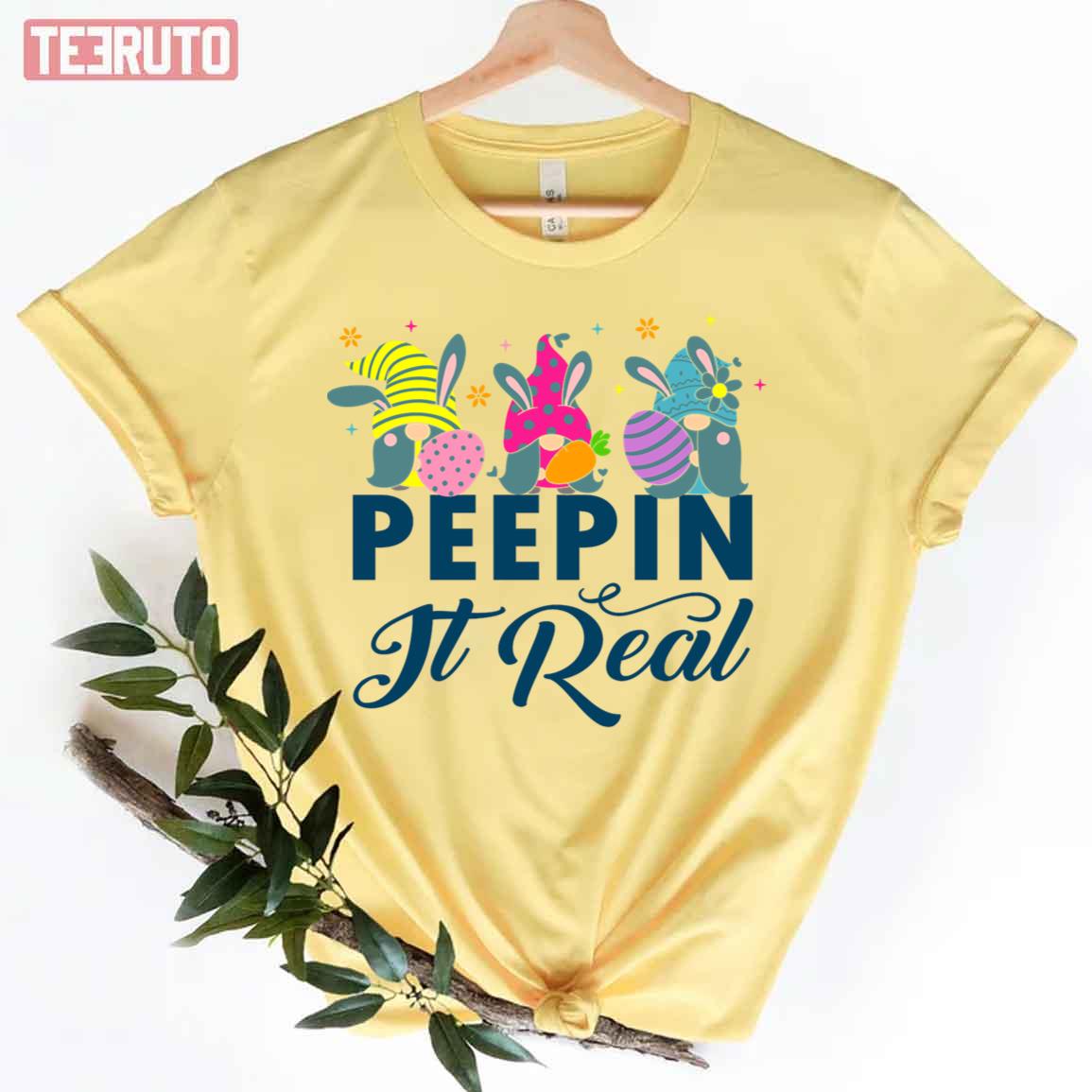 Peepin It Real Funny Easter Rabbit Unisex T-Shirt
