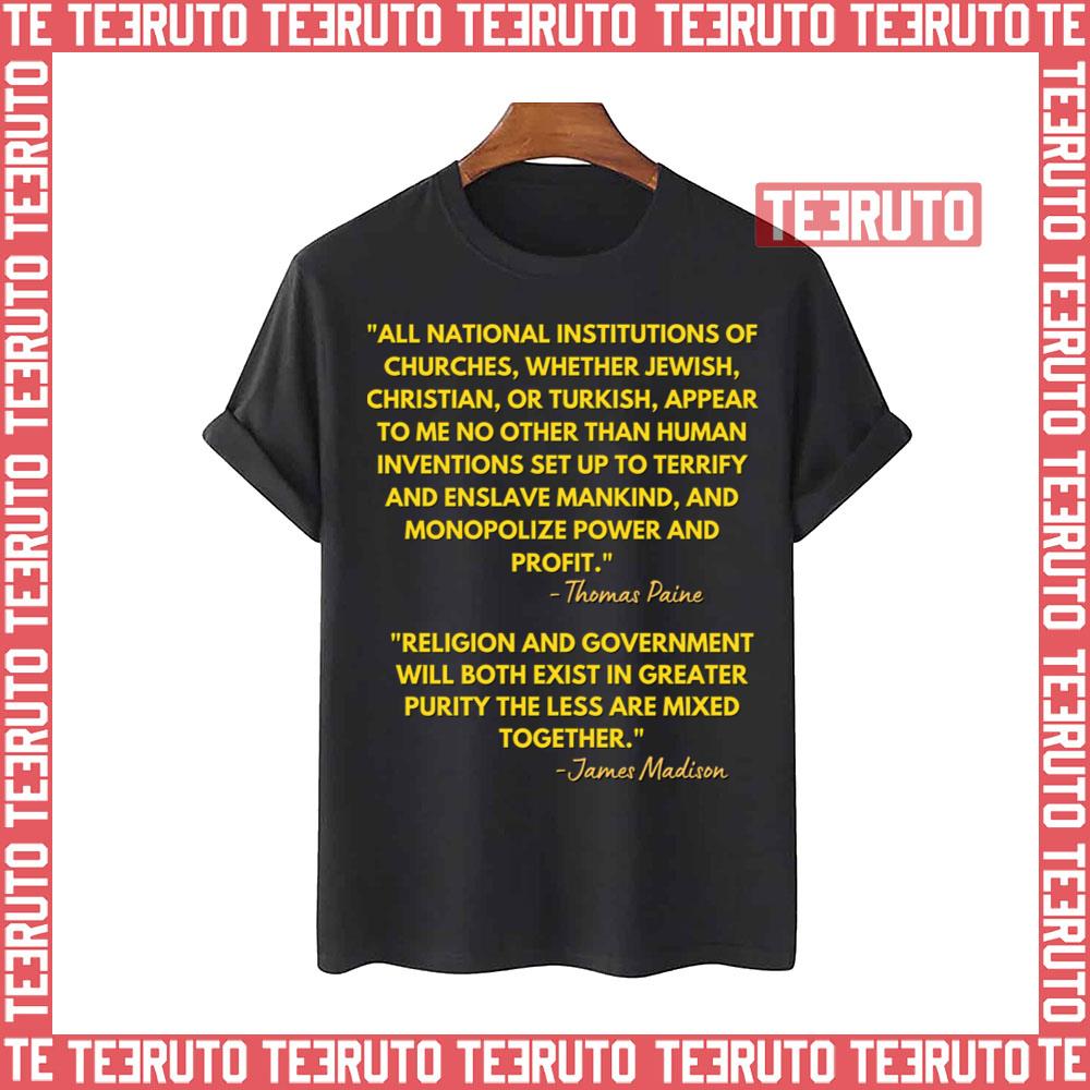 Anti Christianity Quotes James Madison Unisex T-Shirt