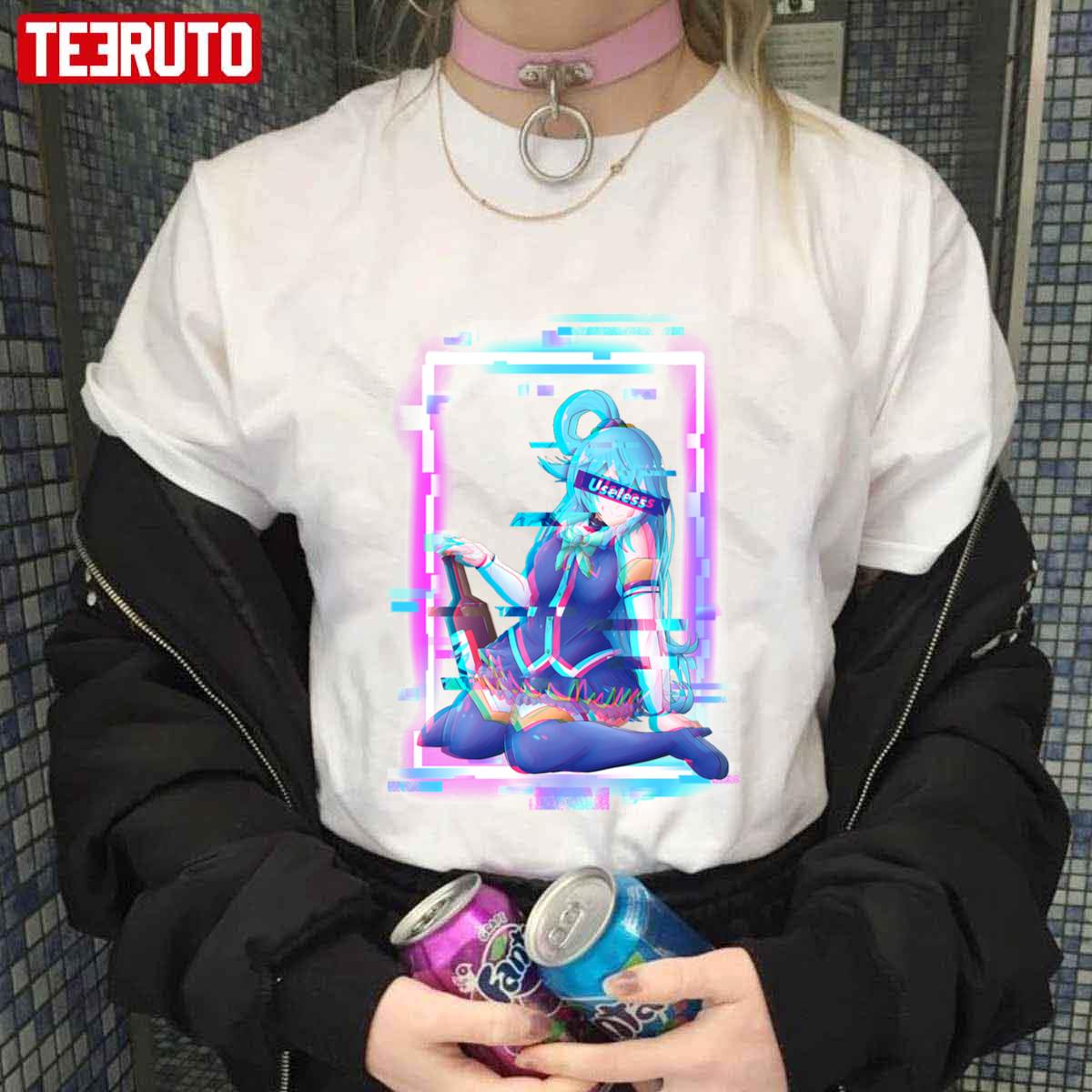 Aqua Konosuba Inspired Glitch Effect Unisex T-shirt