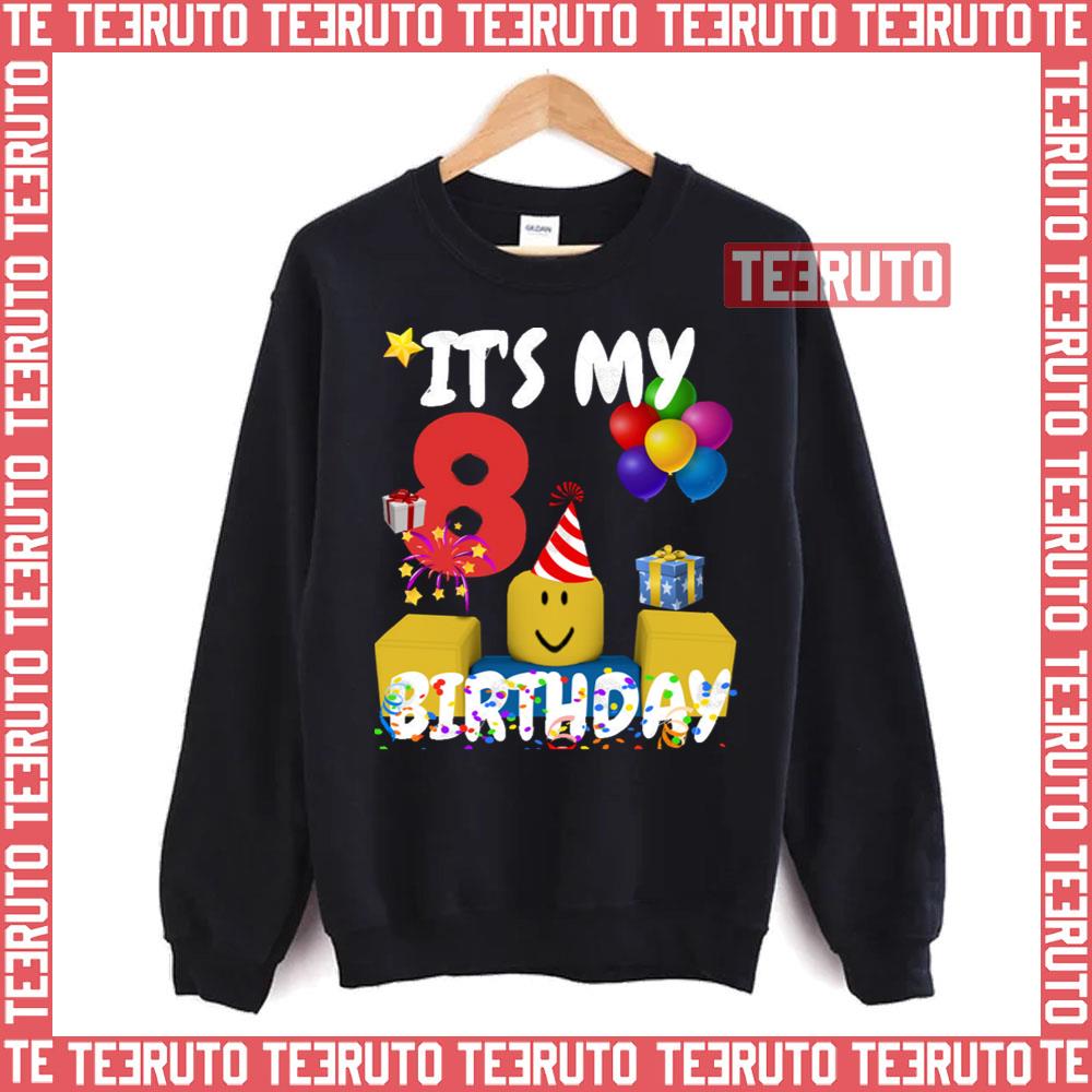 Birthday Boy It’s My 8th Birthday Fun 8 Years Old Gift Roblox Noob Unisex T-Shirt