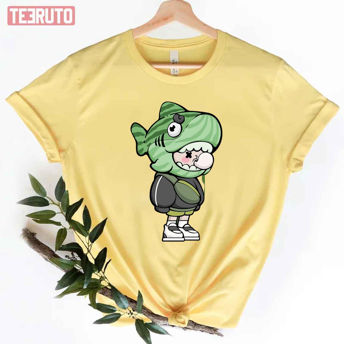 Boys Green Shark Helmet With Bubble Gum Unisex T-Shirt