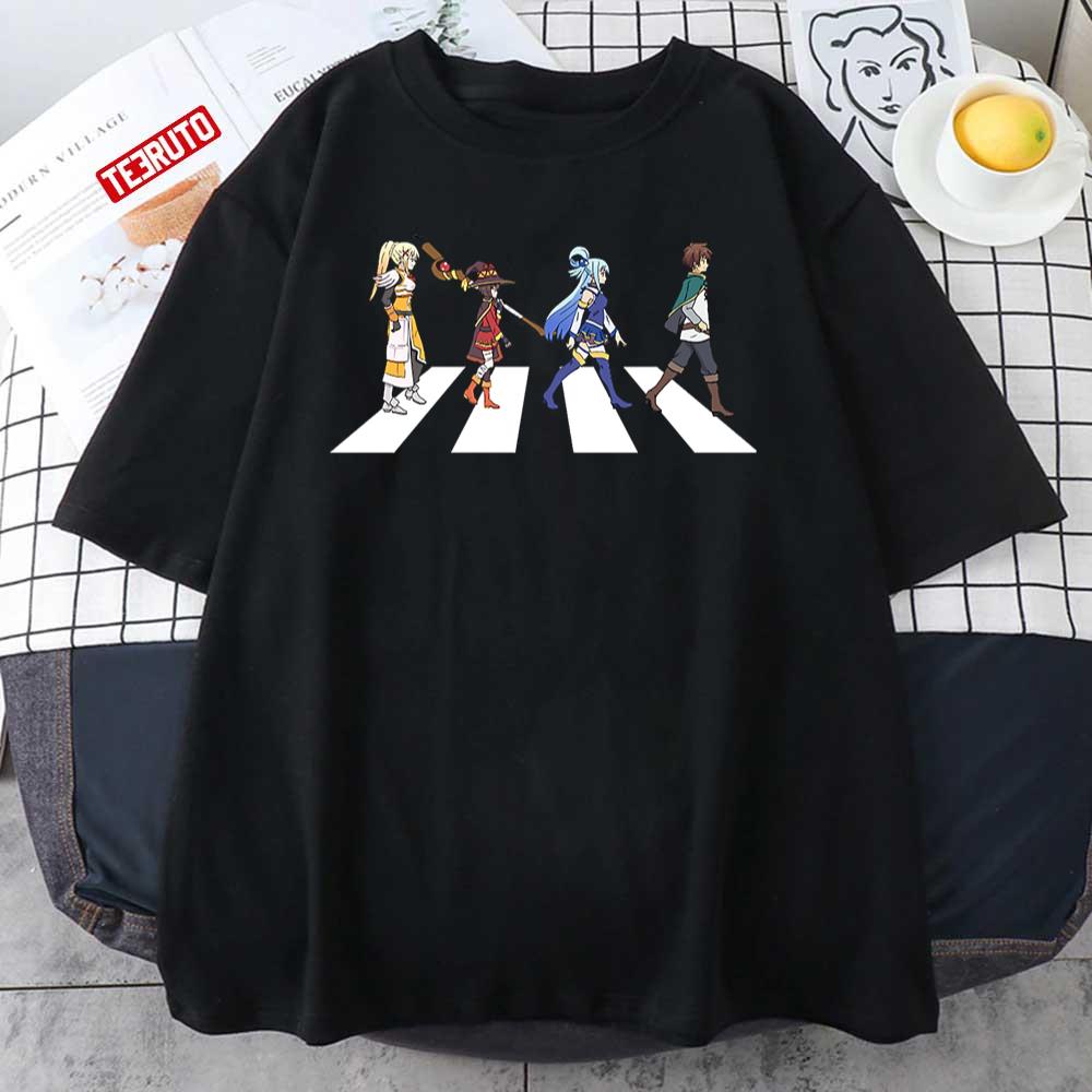 Konosuba On Abbey Road Parody Best Anime Fanart Unisex T-shirt