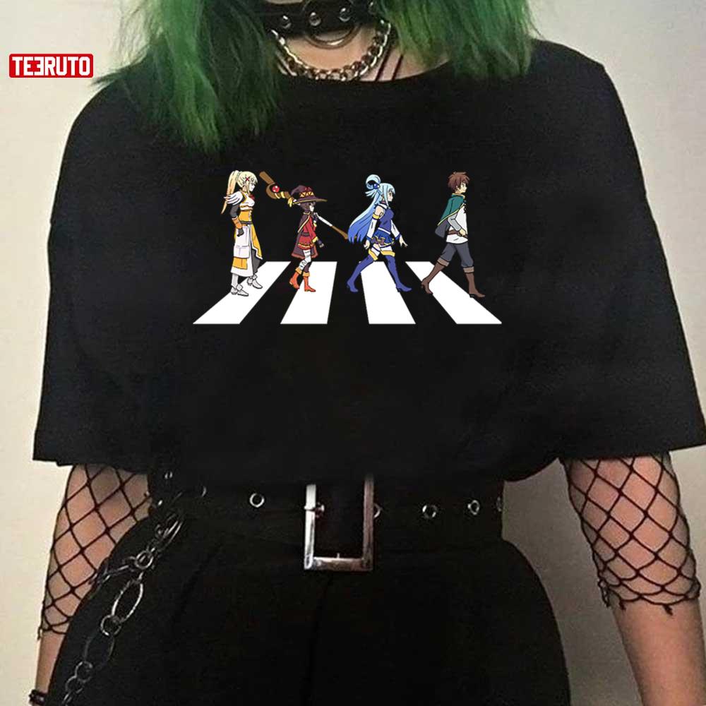 Konosuba On Abbey Road Parody Best Anime Fanart Unisex T-shirt