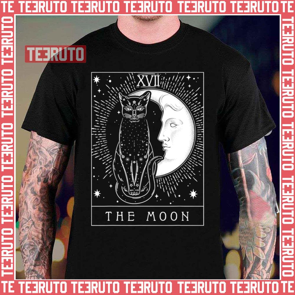 Tarot Card Crescent Moon And Cat Graphic Unisex T-Shirt