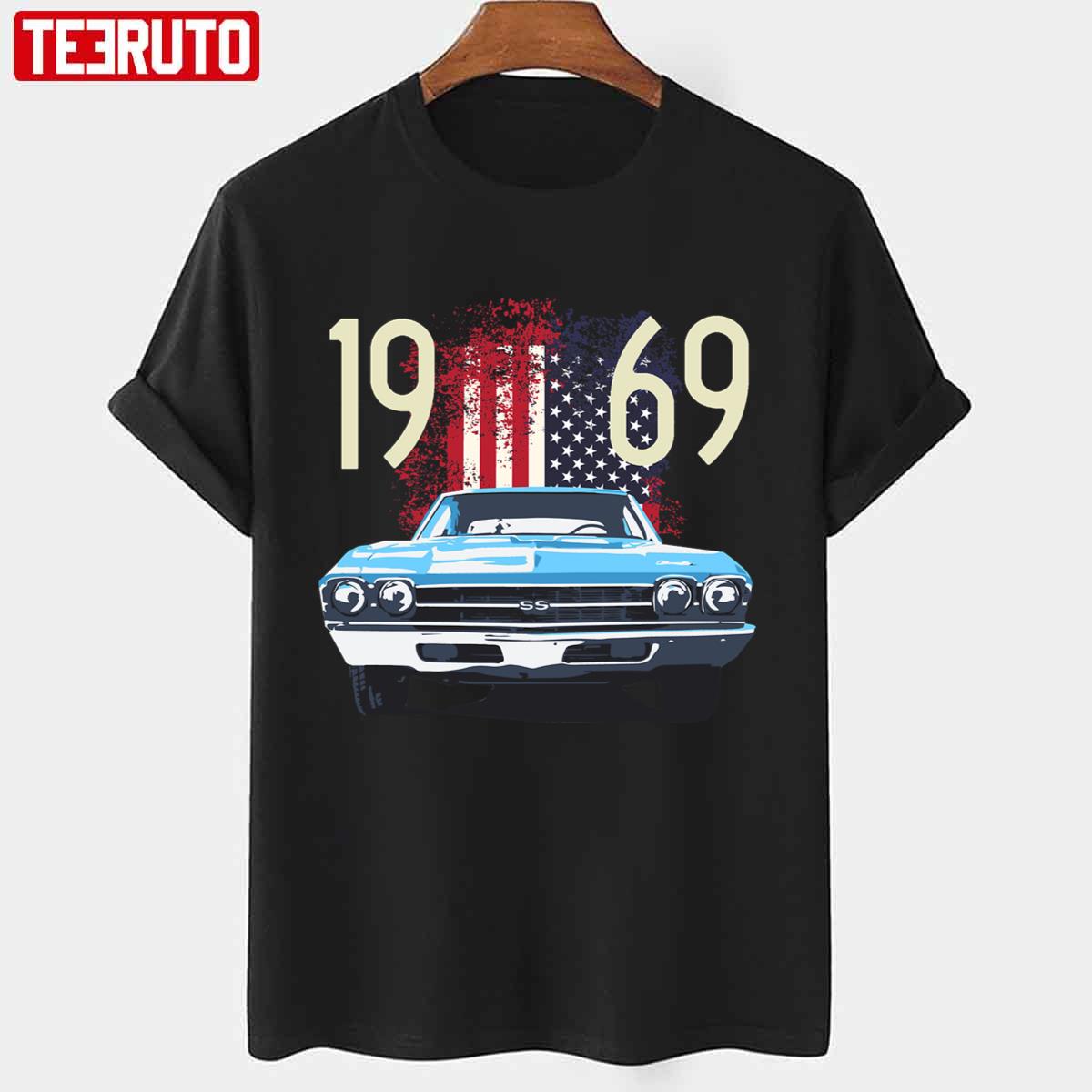 Us Flag 1969 Chevelle Car Unisex T-shirt