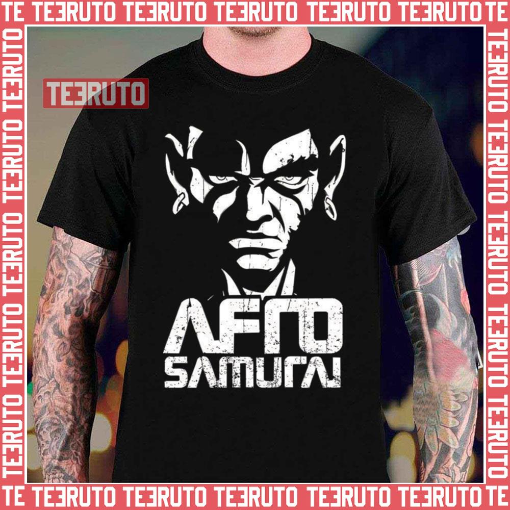 White Graphic Samurai Afro Unisex T-Shirt