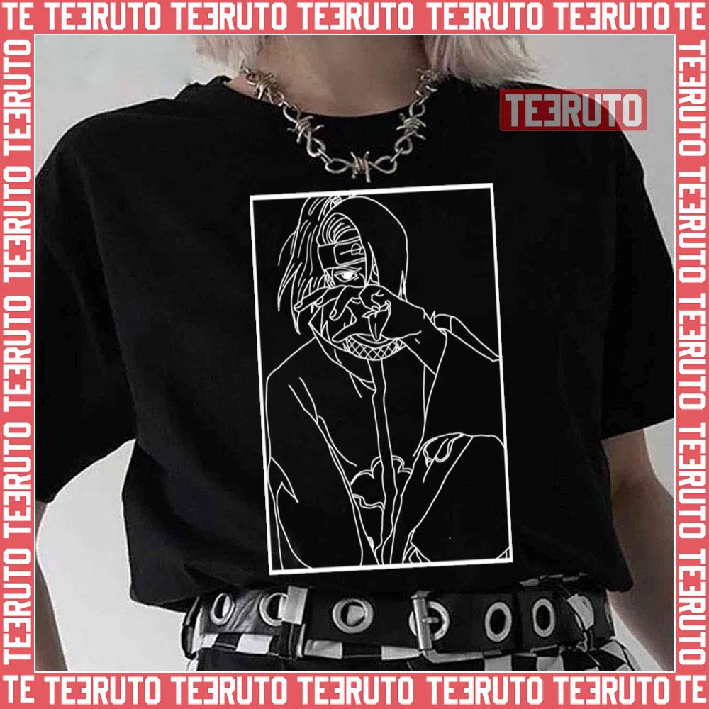 White Lineart Deidara Akatsuki Naruto Shippuden Unisex T-Shirt