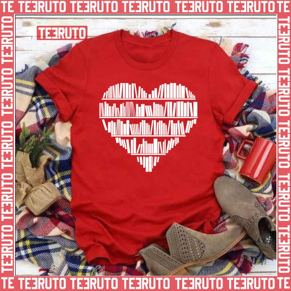 Book Lover White Heart Unisex T-Shirt