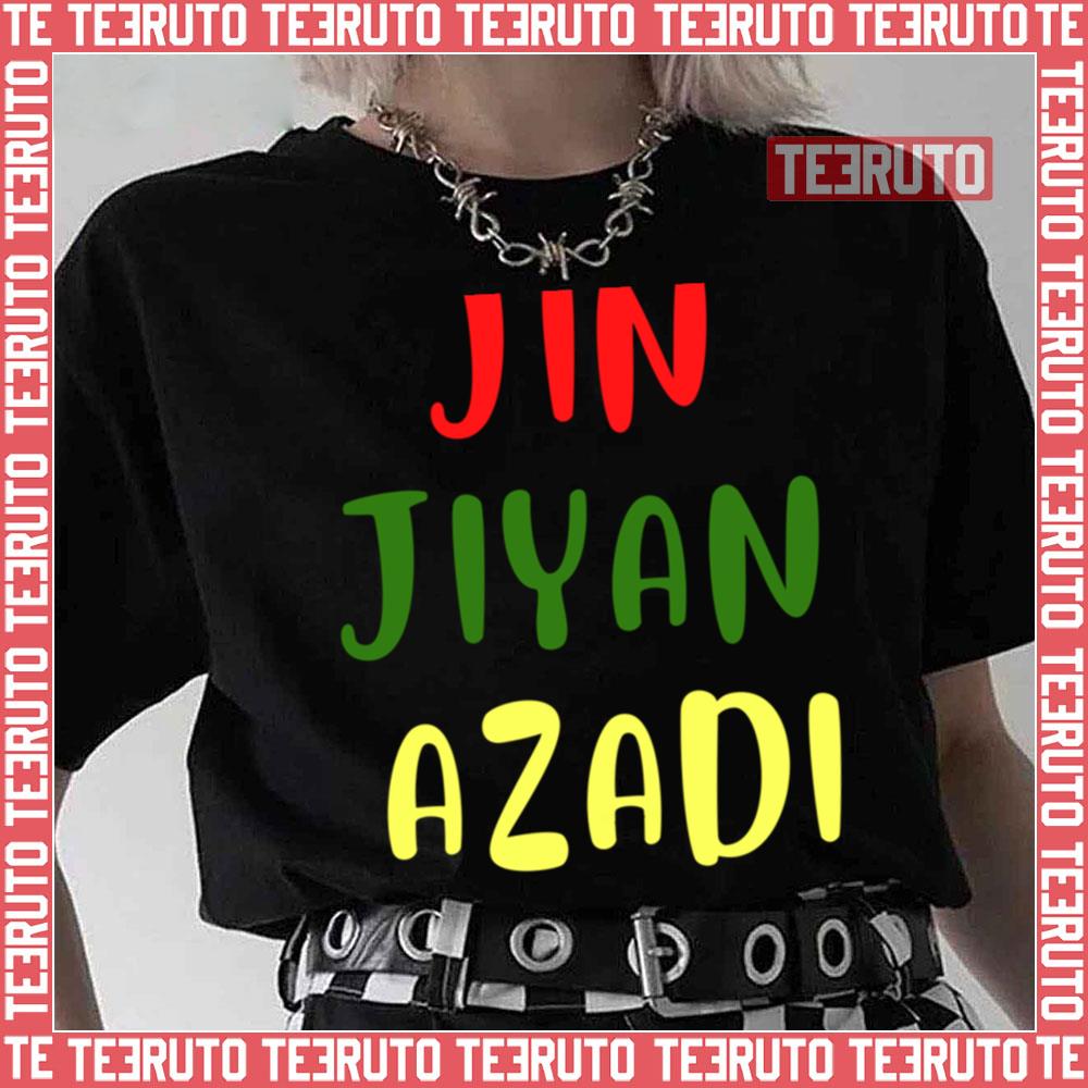 Colored Text Jin Jiyan Azadi Women Life Freedom Unisex T-Shirt