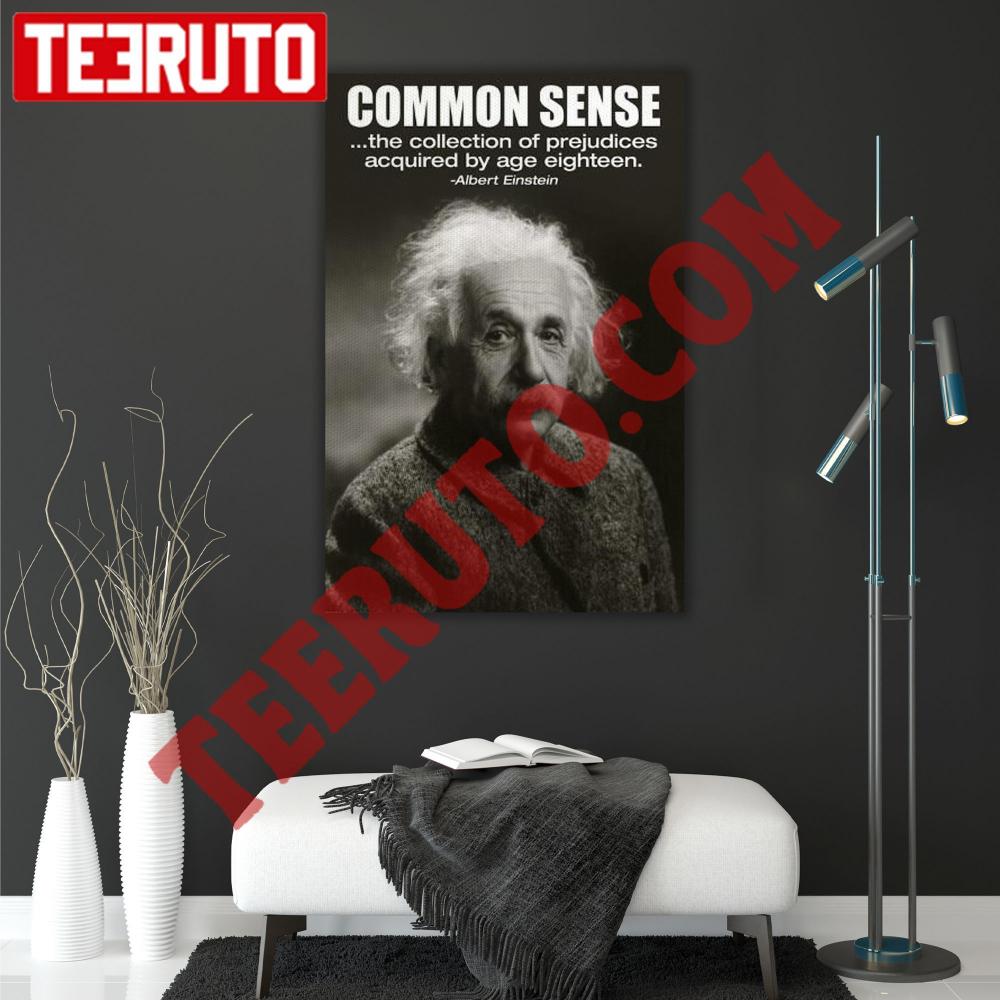 Common Sense Einstein Curiosity Quote Portrait Canvas