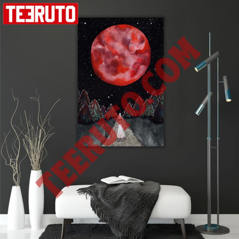 Ghots Red Full Moon Christmas Night Portrait Canvas