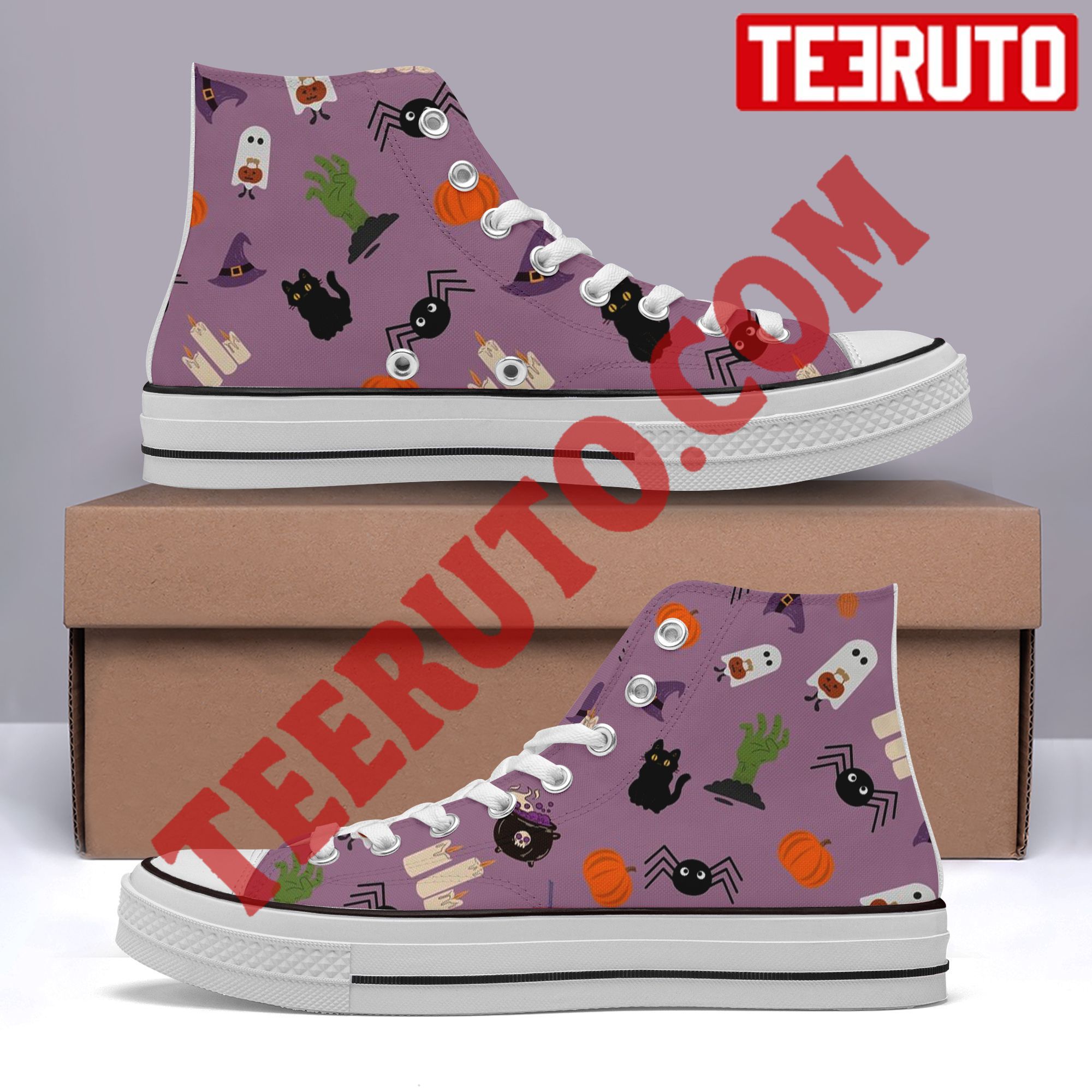 Halloween Fondo De Pantalla Ghost And Cat Witch High Top Retro Shoes