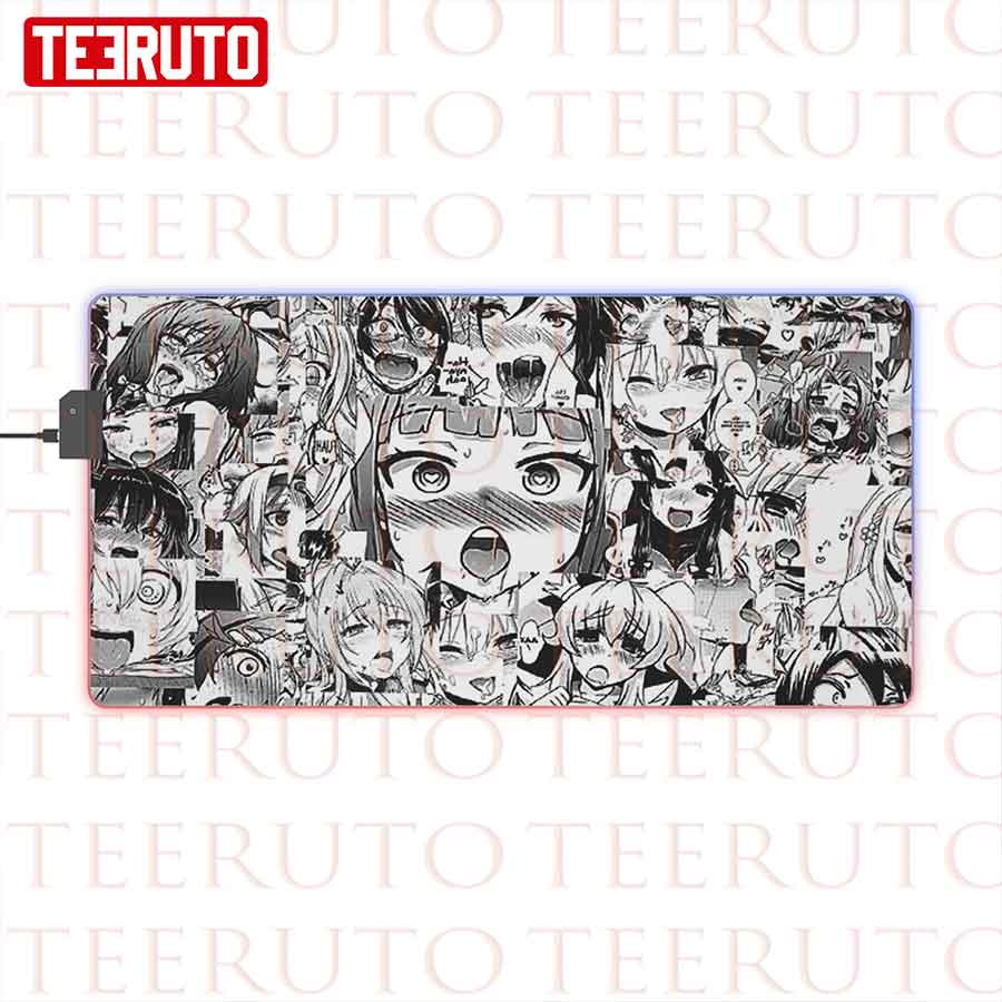 Hot Chick Anime Ahegao Black And White Mouse Pad