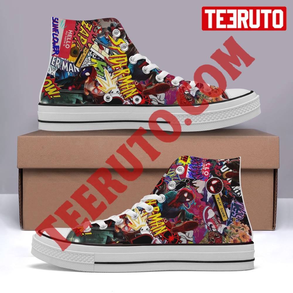 Into The Spider-Verse Colored Art Spider-Man High Top Retro Shoes