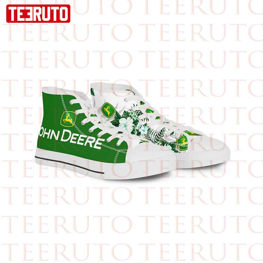 John Deere Logo Green White Hightop Sneaker