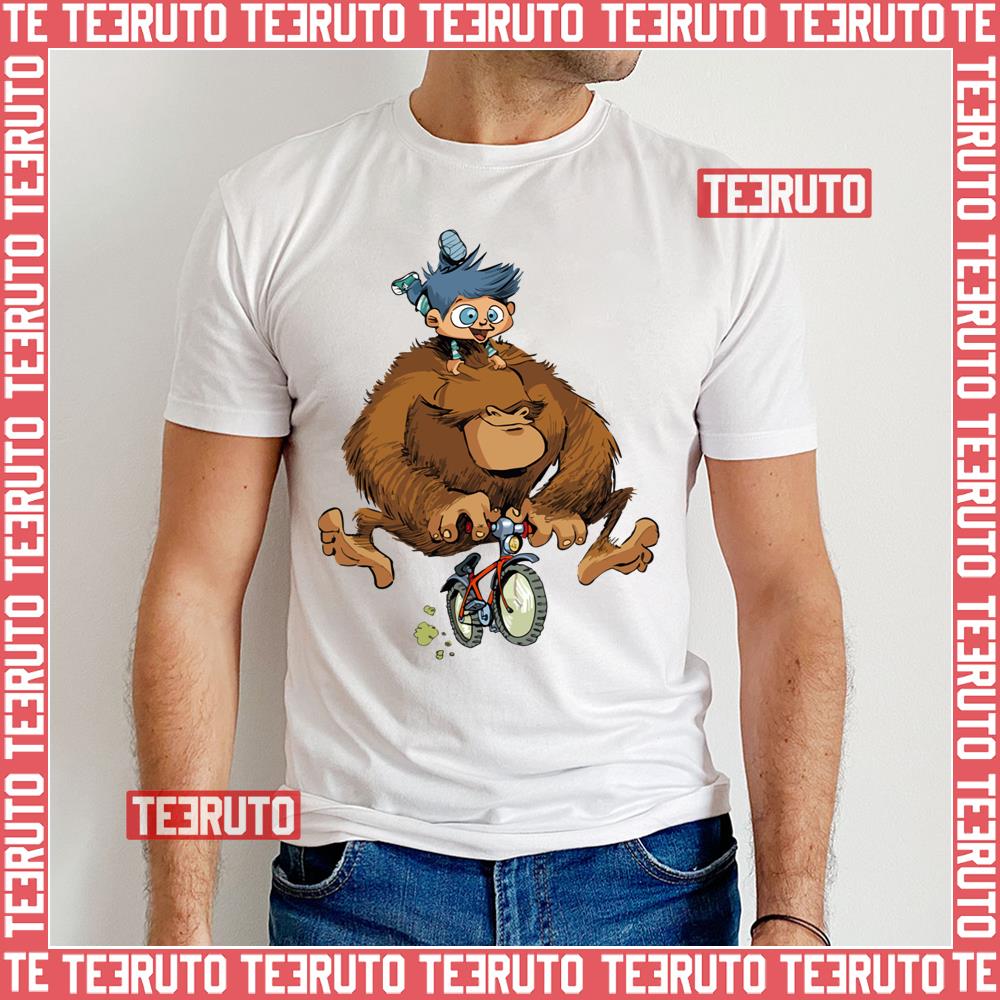 Monkey And Boy On Bike Gaston Lagaffe Unisex T-Shirt