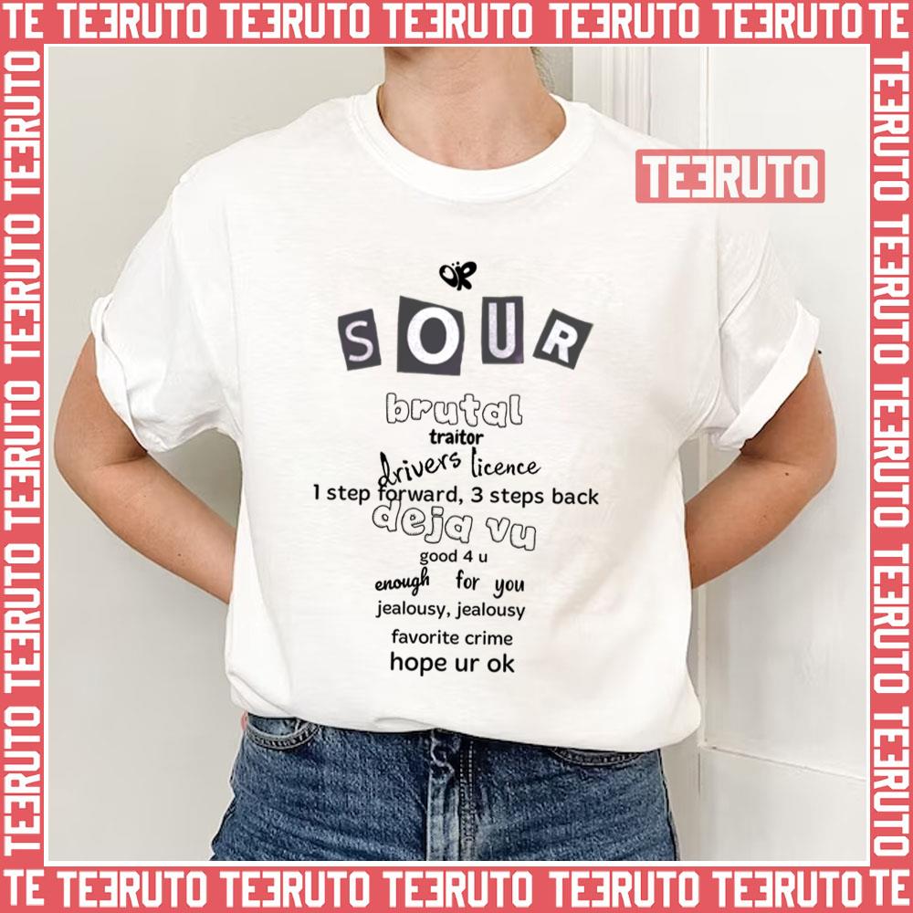 Oliva Rodrigo Sour Track List Unisex T-Shirt