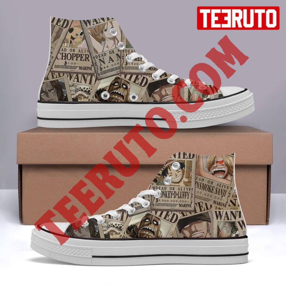 Onepiece Bounty Wanted Posters High Top Retro Shoes
