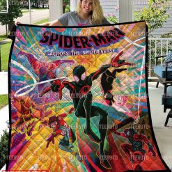 Spider Man Across The Spider-verse Gang Quilt Blanket