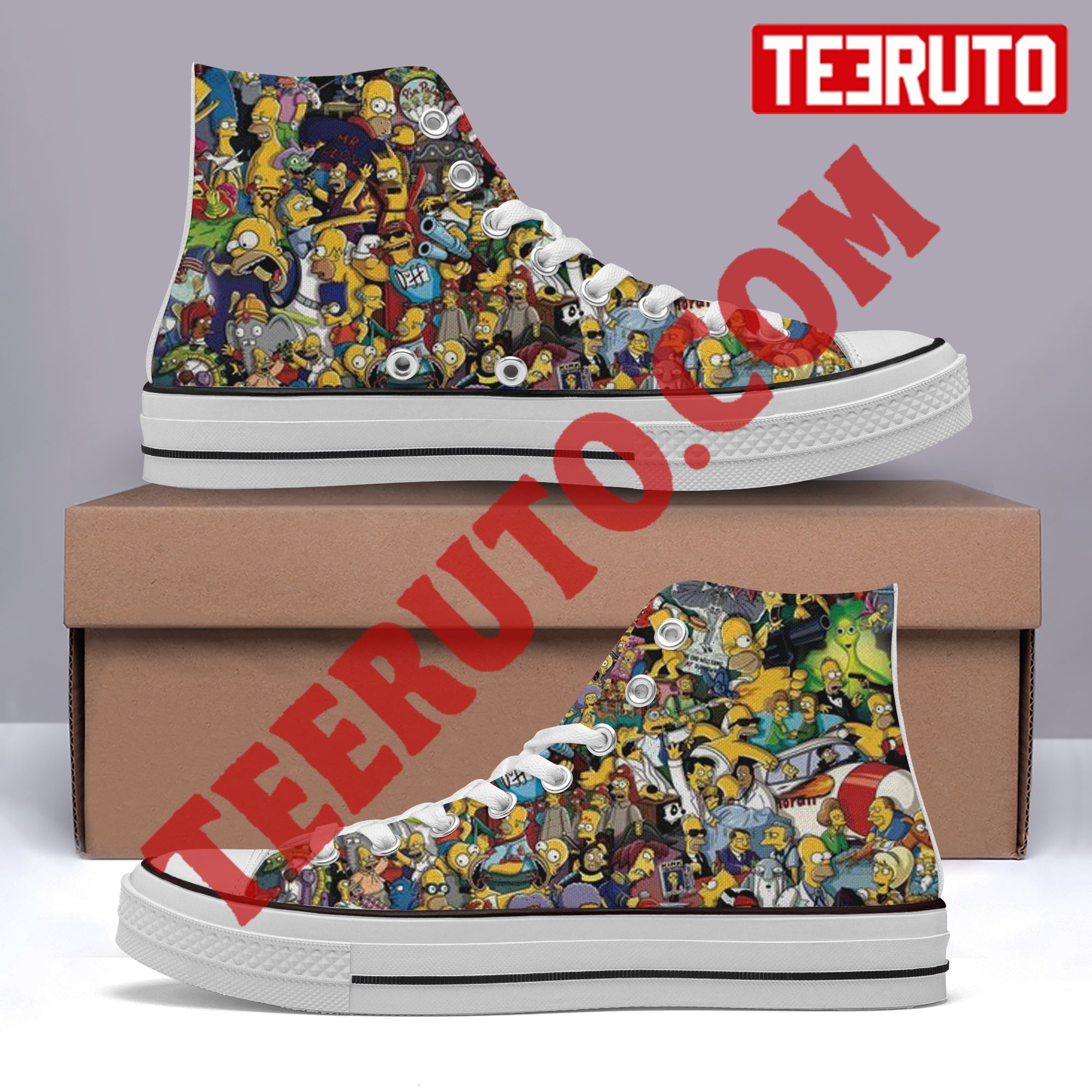 The Simpsons Collage High Top Retro Shoes