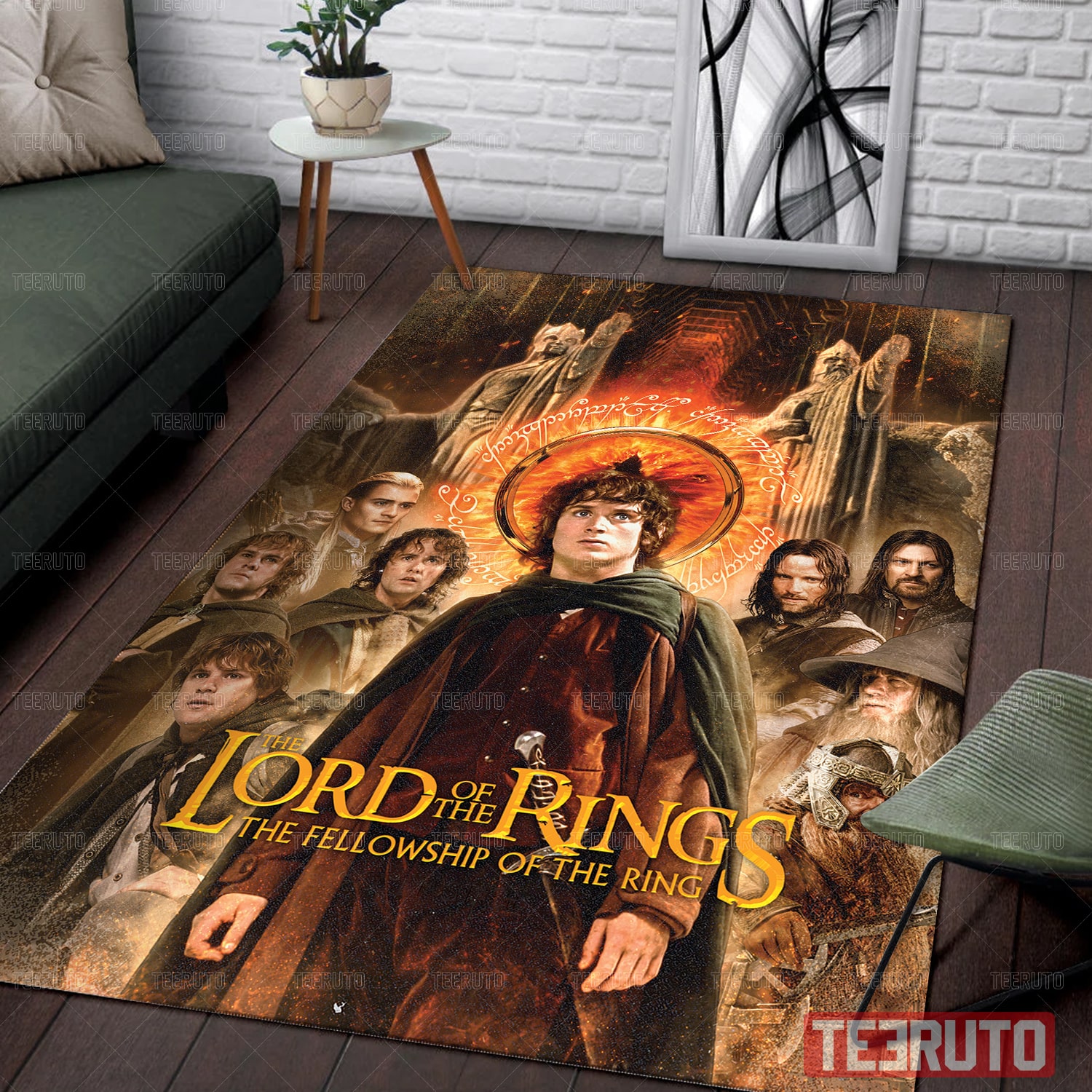 Vintage The Fellowship Of The Ring LOTR Rug Rectangle