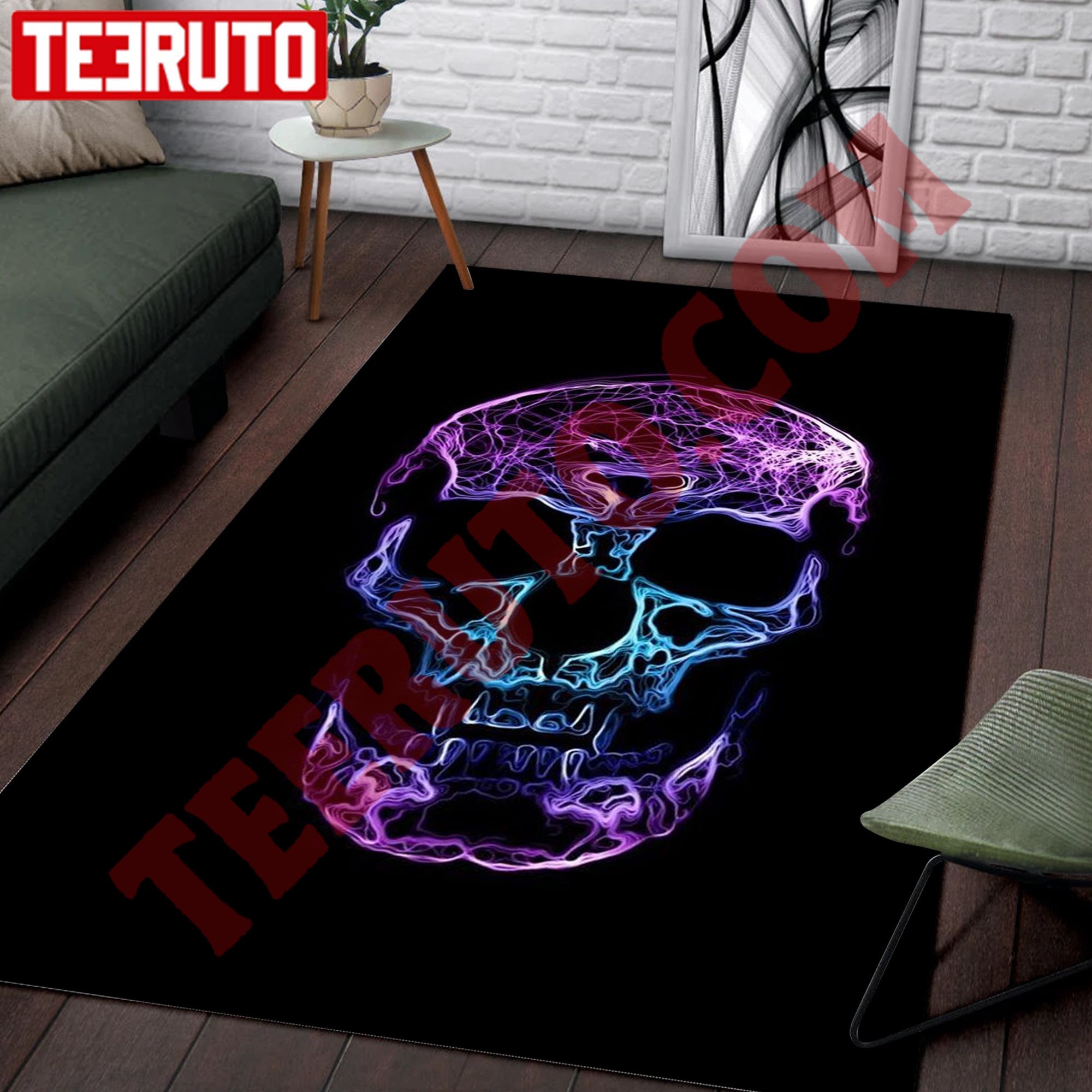 Aesthetic Skull Art Light Colored Rug