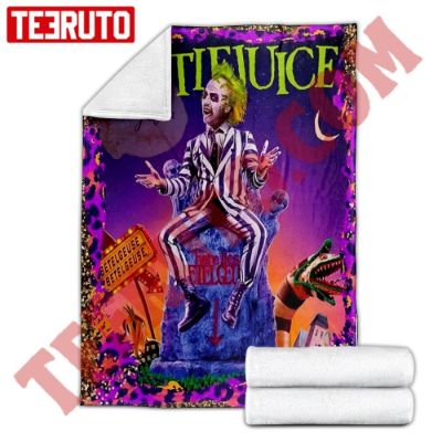 Beetle Juice Horror Guy Halloween Fleece Blanket
