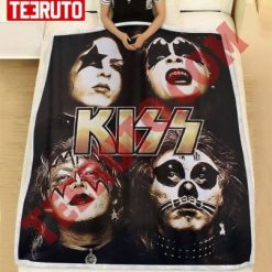 Black And White The Kiss Band Fleece Blanket
