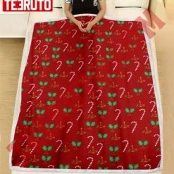 Candy Canes And Christmas Mint Red Fleece Blanket
