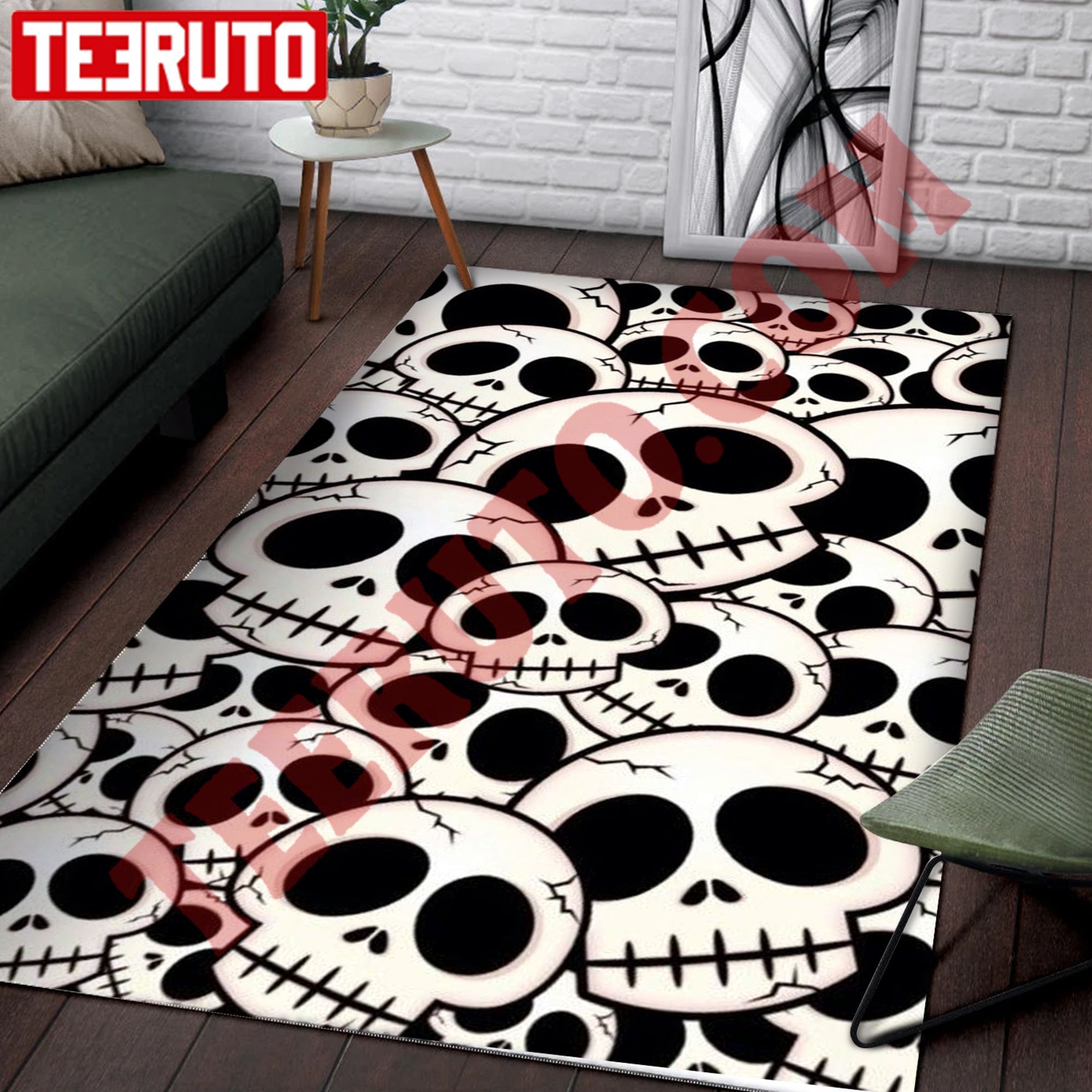 Christmas Jack Skellington Skull Pattern Halloween Rug