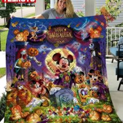 Cute Squad On Disney Halloween Night Mickey Donald Quilt Blanket
