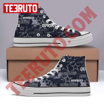 Dallas Cowboys Weathered Logo Nfl High Top Retro Canvas Shoes