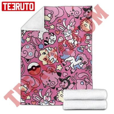Fairy Kirby Pink Pokemon Fleece Blanket