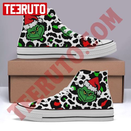 Grinch Seamless Pattern Christmas High Top Retro Shoes